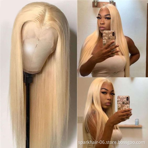 10A 613Blonde Raw Virgin Human Hair 13x4 Lace Frontal Wig for Black Women Swiss Transparent Lace Wigs Pre-Plucked Braids Hair